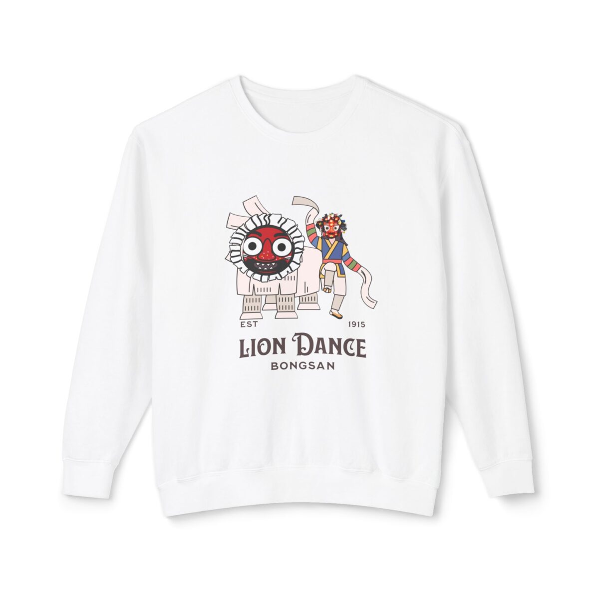 Korean traditional lion dance Unisex Lightweight Crewneck Sweatshirt