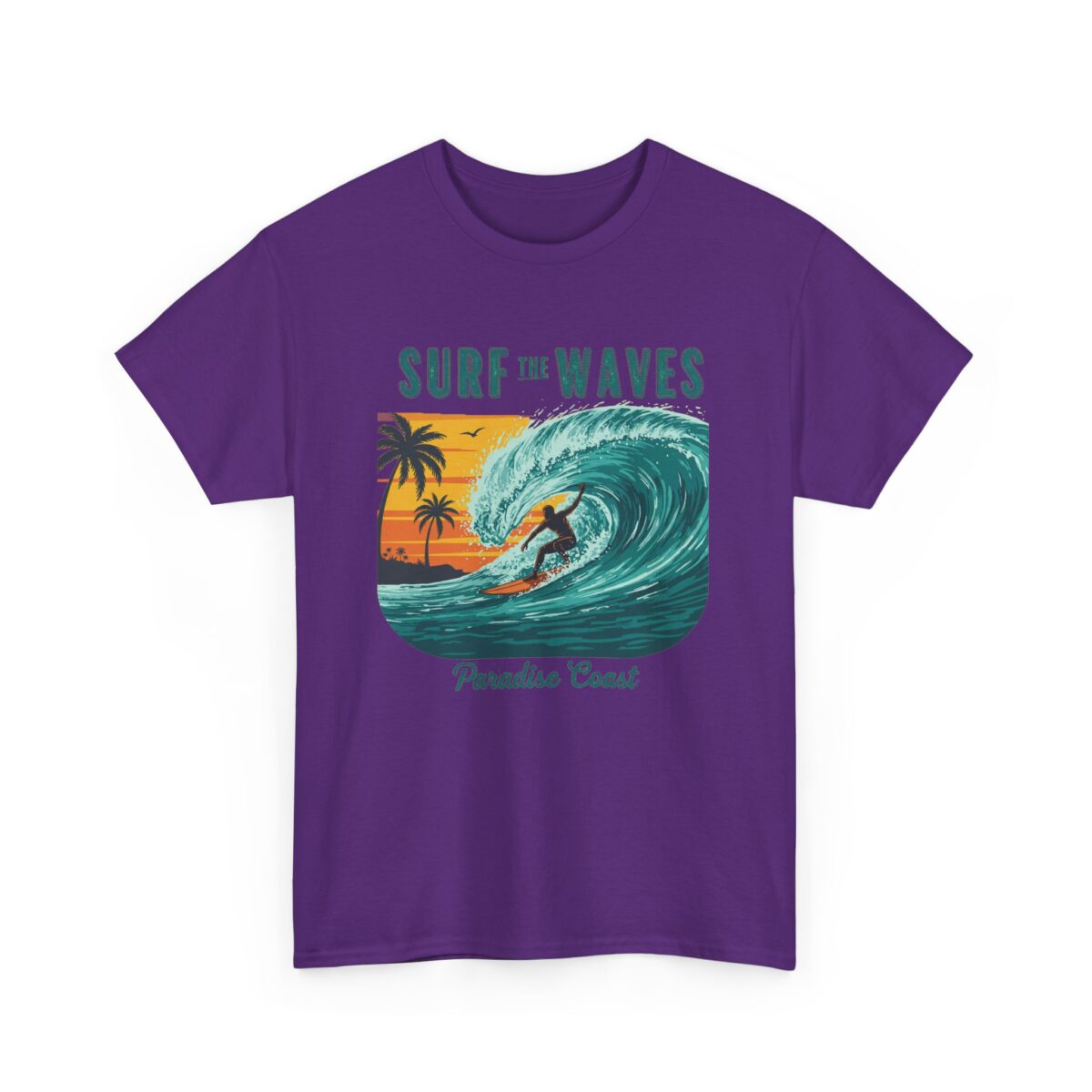 Surf the waves Unisex Heavy Cotton Tee - Image 35