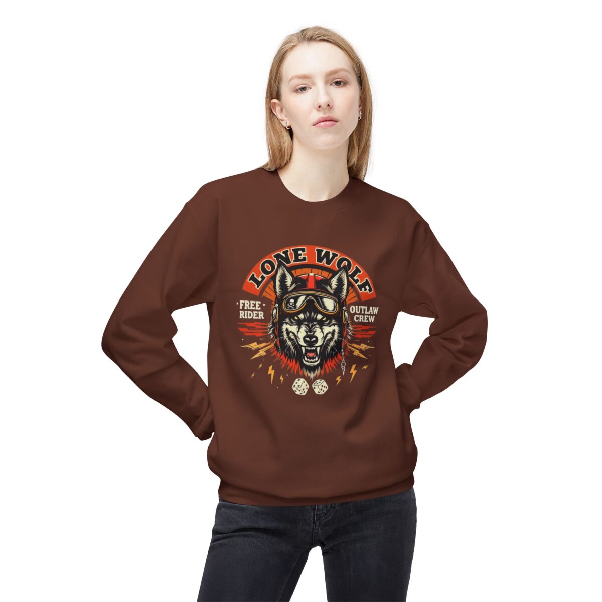Lone Wolf Unisex Midweight Softstyle Fleece Crewneck Sweatshirt - Image 3