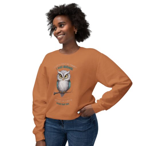Quirky Owl's Message Unisex Lightweight Crewneck Sweatshirt - Image 3