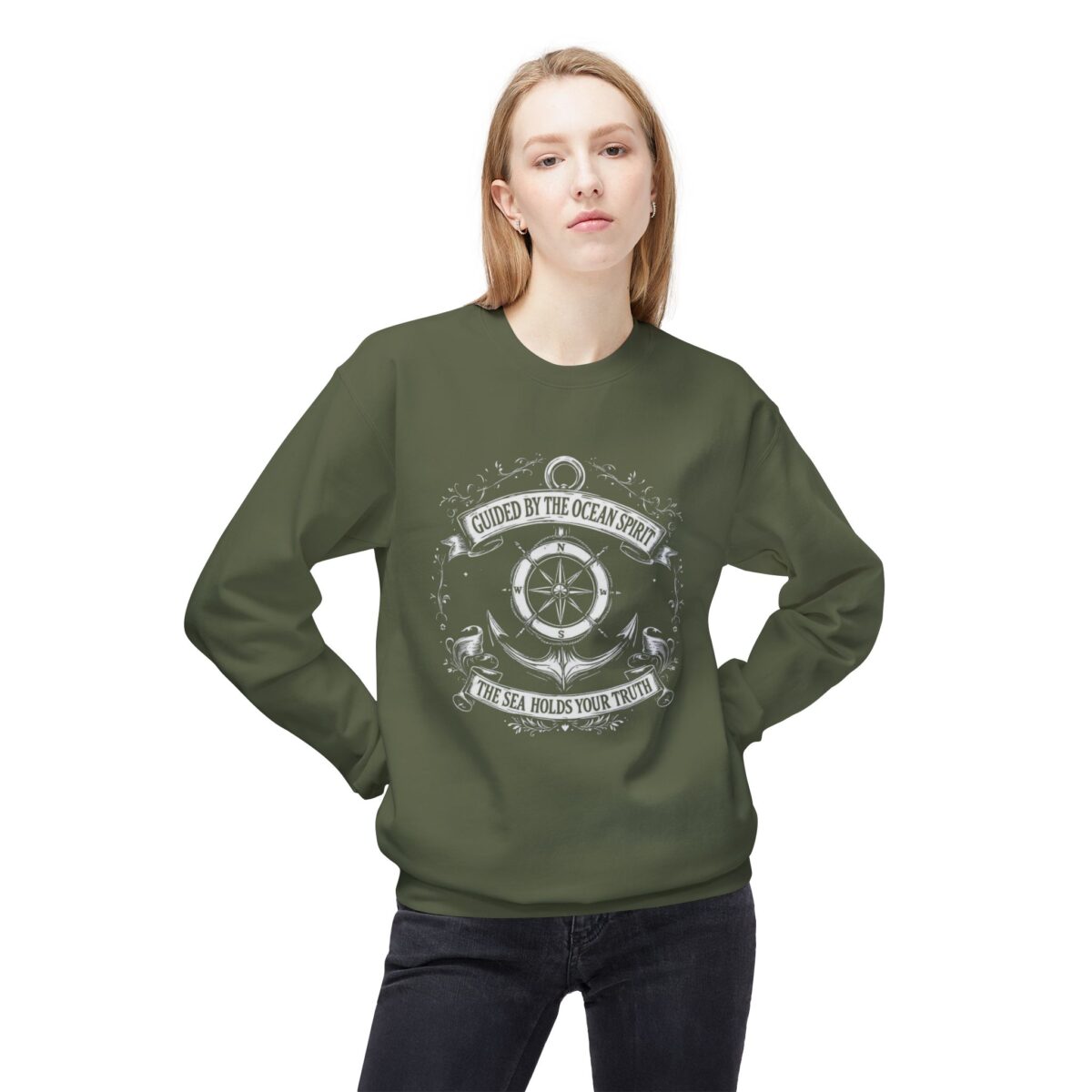 GUIDED BY THE OCEAN SPIRIT Unisex Midweight Softstyle Fleece Crewneck Sweatshirt - Image 15