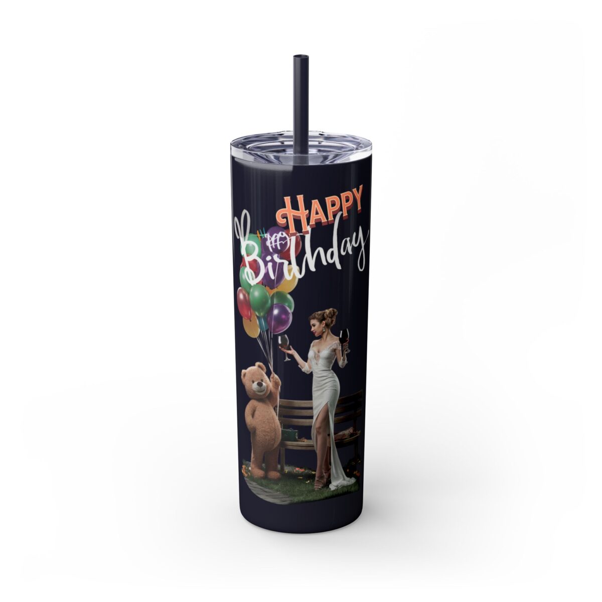 Happy Birthday Skinny Tumbler with Straw, 20oz - Image 13