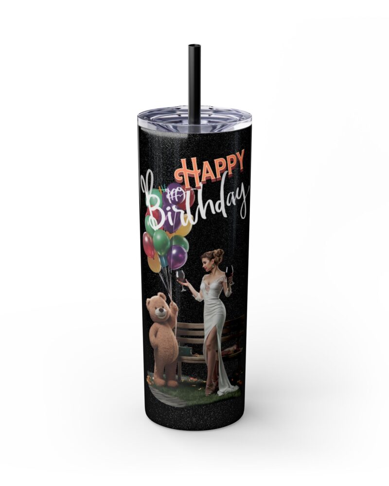 Happy Birthday Skinny Tumbler with Straw, 20oz