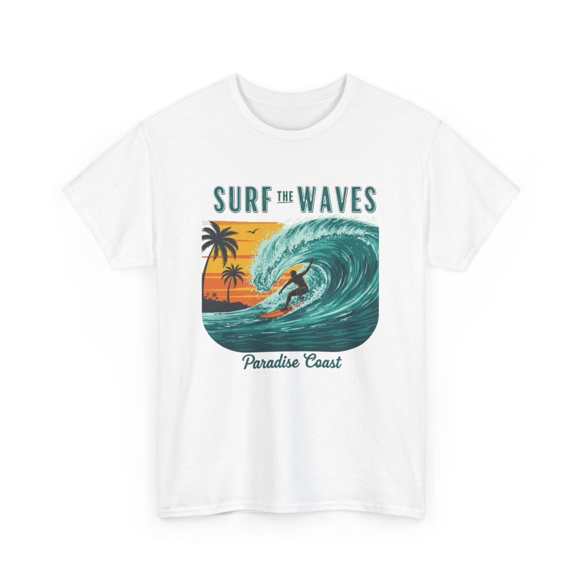 Surf the waves Unisex Heavy Cotton Tee - Image 3