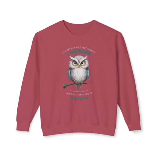 Quirky Owl's Message Unisex Lightweight Crewneck Sweatshirt - Image 25