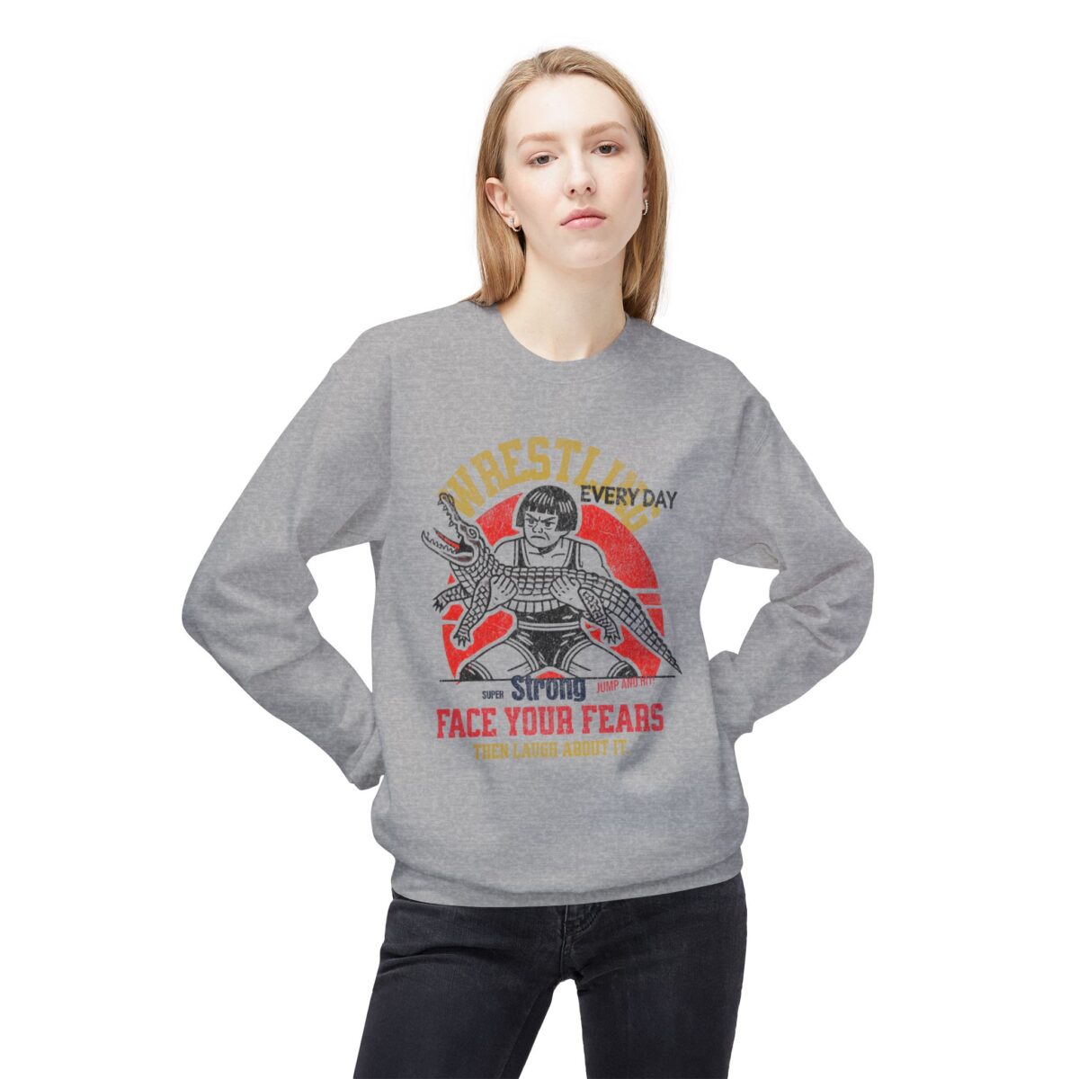 Face your fears Unisex Midweight Softstyle Fleece Crewneck Sweatshirt - Image 11