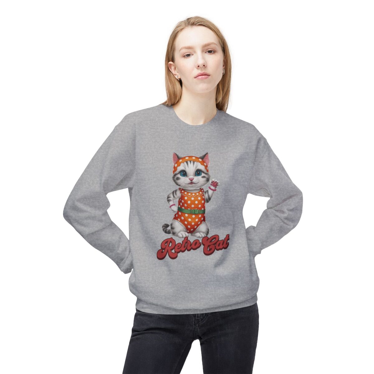 Retro Cat Unisex Midweight Softstyle Fleece Crewneck Sweatshirt - Image 23