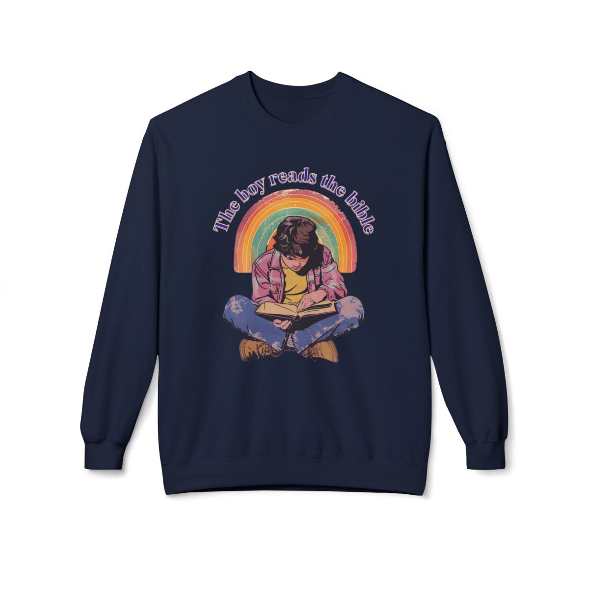 The boy reads the bible Unisex Midweight Softstyle Fleece Crewneck Sweatshirt - Image 33