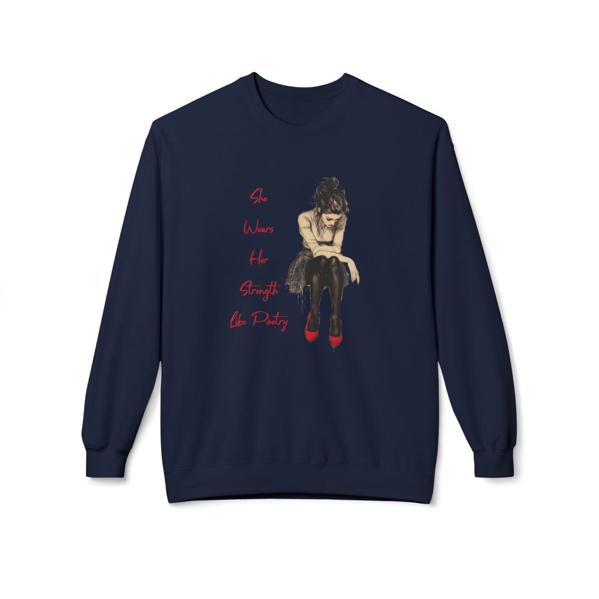She Wears Her Strength Like Poetry Unisex Midweight Softstyle Fleece Crewneck Sweatshirt - Image 21