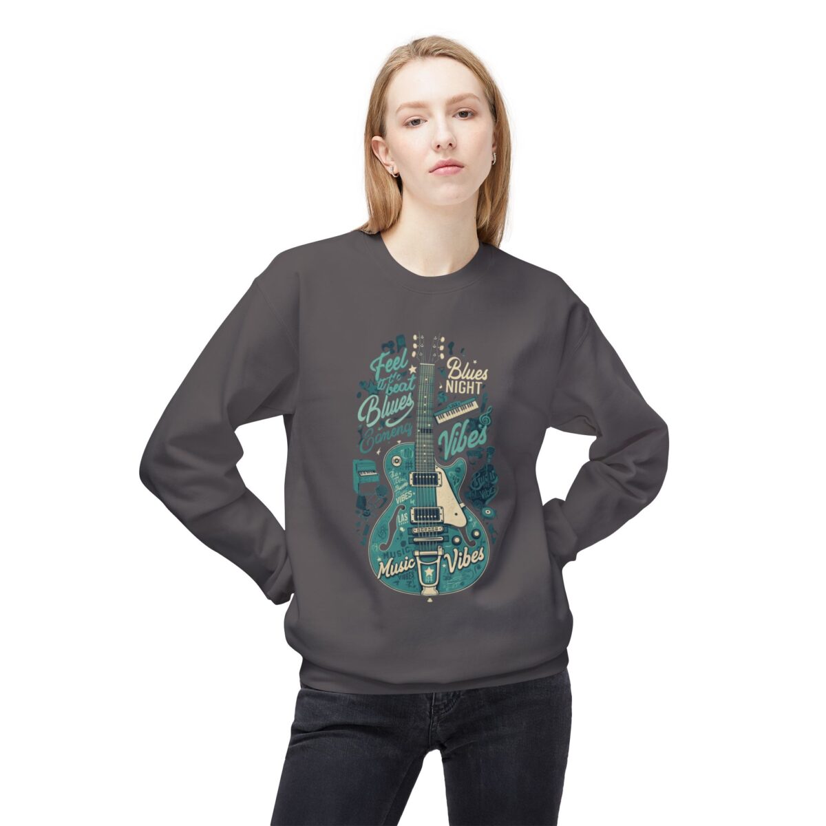 Blues night Unisex Midweight Softstyle Fleece Crewneck Sweatshirt - Image 19