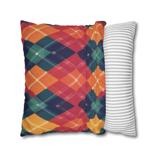 Festive Firelight Plaid Faux Suede Square Pillowcase - Image 16
