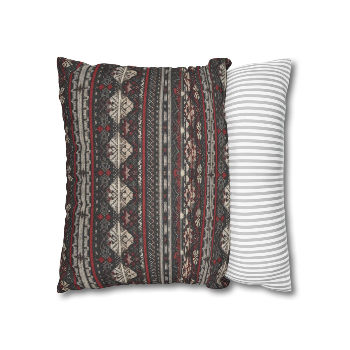 Nordic Knit Pattern Faux Suede Square Pillowcase - Image 8