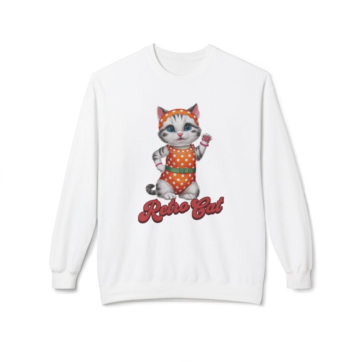 Retro Cat Unisex Midweight Softstyle Fleece Crewneck Sweatshirt - Image 5