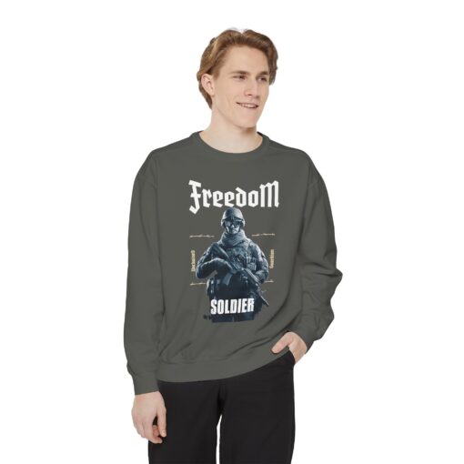 Freedom Soldier Unisex Garment-Dyed Sweatshirt - Image 3