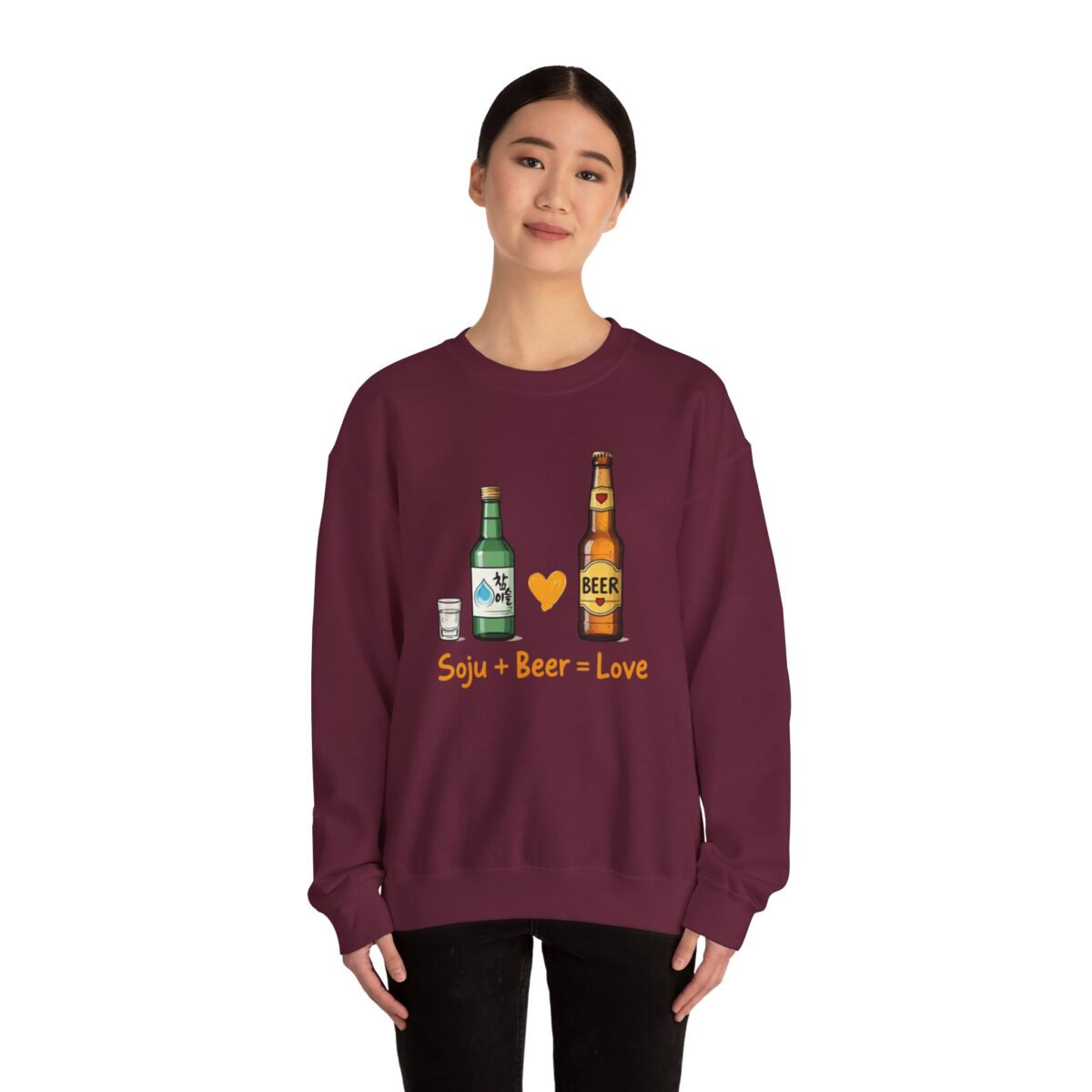 Soju + Beer = Love Unisex Heavy Blend™ Crewneck Sweatshirt - Image 20
