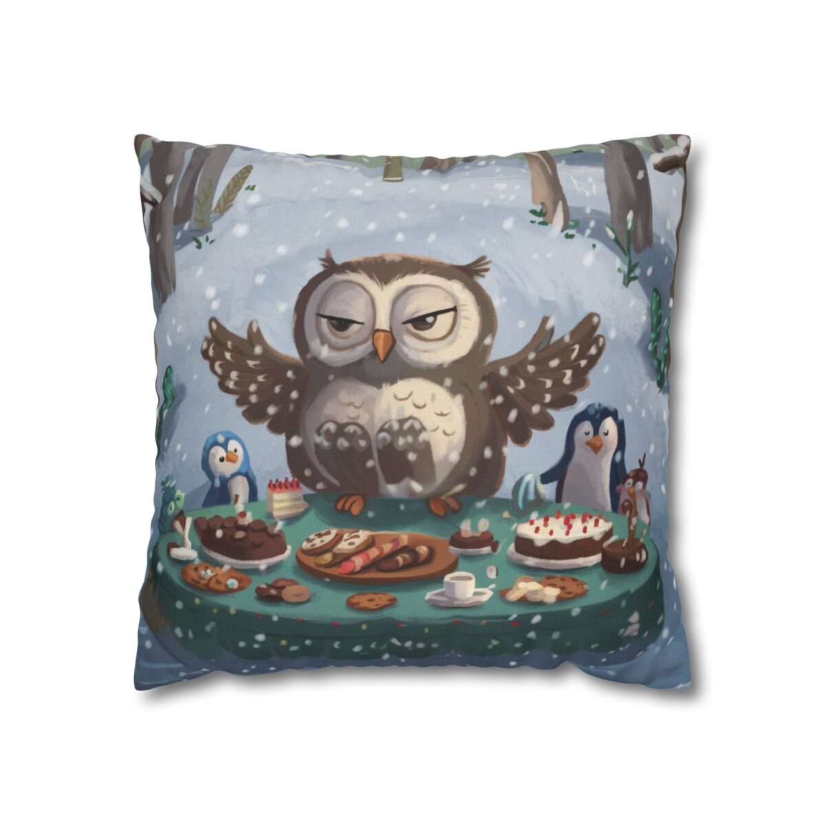 Winter Woodland Feast Spun Polyester Square Pillowcase - Image 5