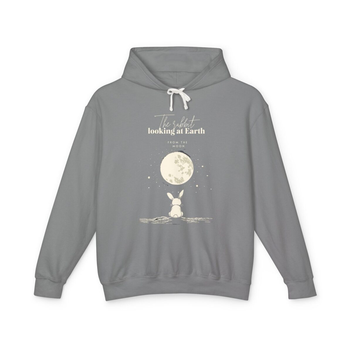 The rabbit looking at Earth from the moon Unisex Lightweight Hooded Sweatshirt - Image 5