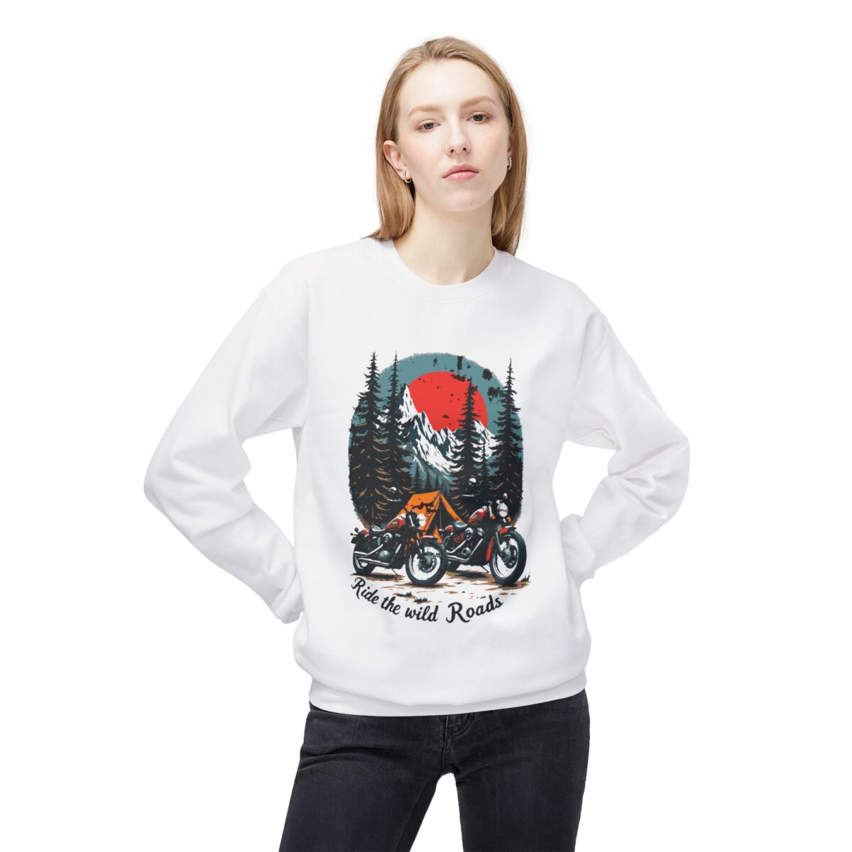 Ride the wild roads Unisex Midweight Softstyle Fleece Crewneck Sweatshirt - Image 3