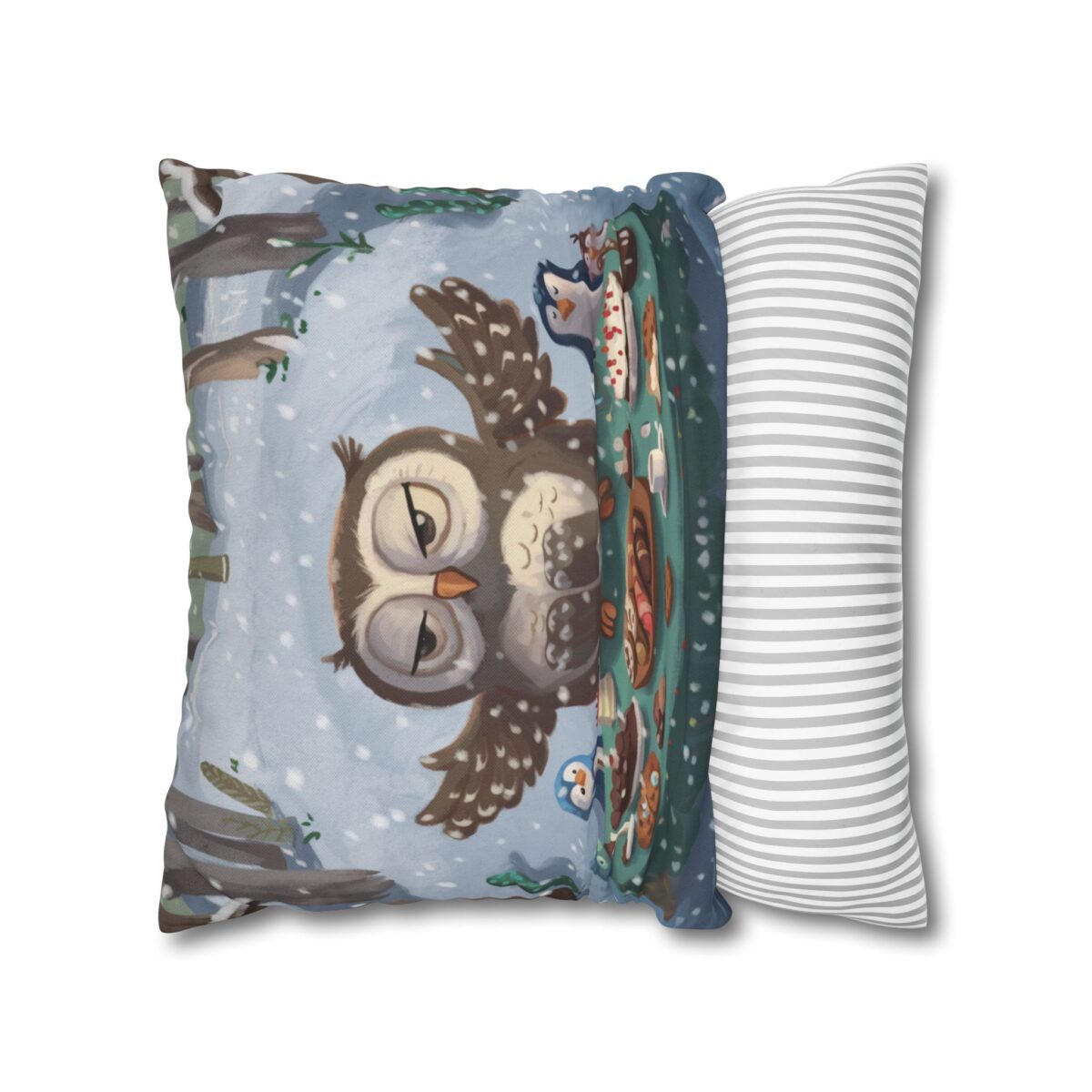 Winter Woodland Feast Spun Polyester Square Pillowcase - Image 10