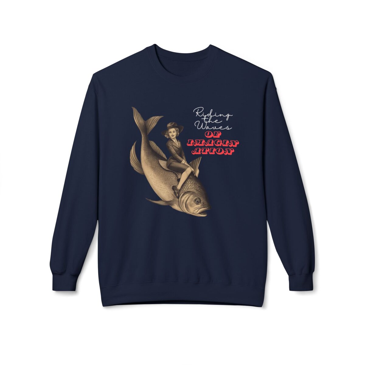 "Riding the Waves of Imagination" Unisex Midweight Softstyle Fleece Crewneck Sweatshirt - Image 29