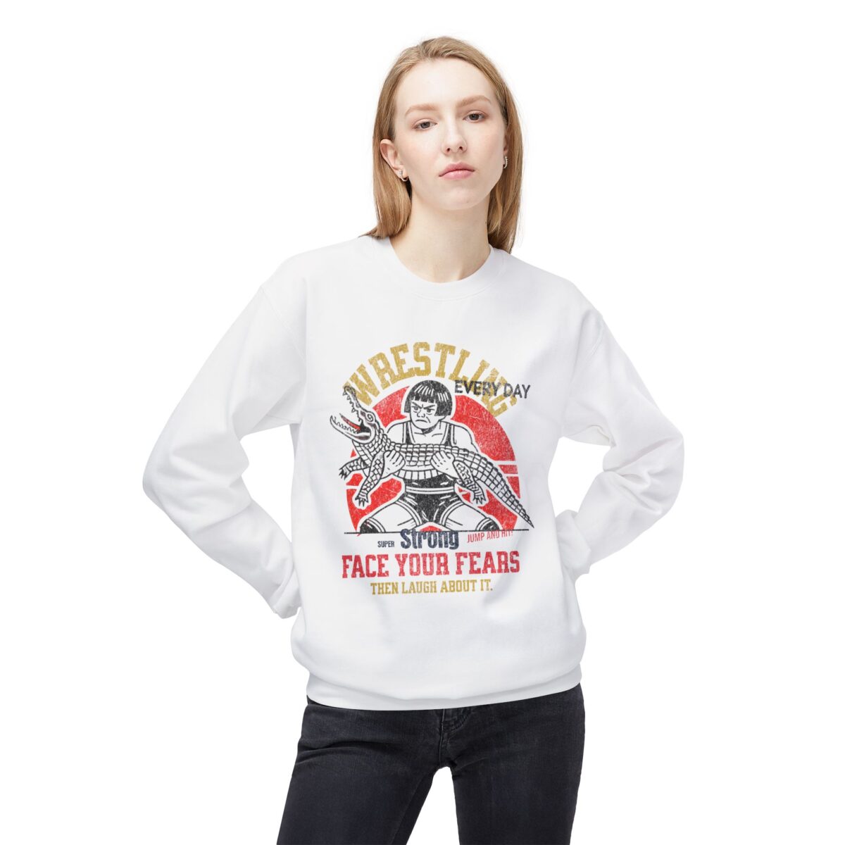 Face your fears Unisex Midweight Softstyle Fleece Crewneck Sweatshirt - Image 3