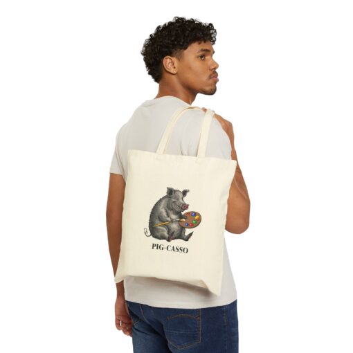 PIG-CASSO Cotton Canvas Tote Bag - Image 3