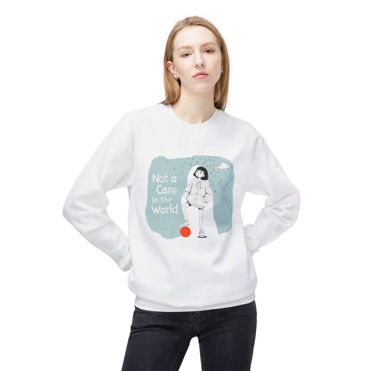 Not a care in the world Unisex Midweight Softstyle Fleece Crewneck Sweatshirt - Image 3