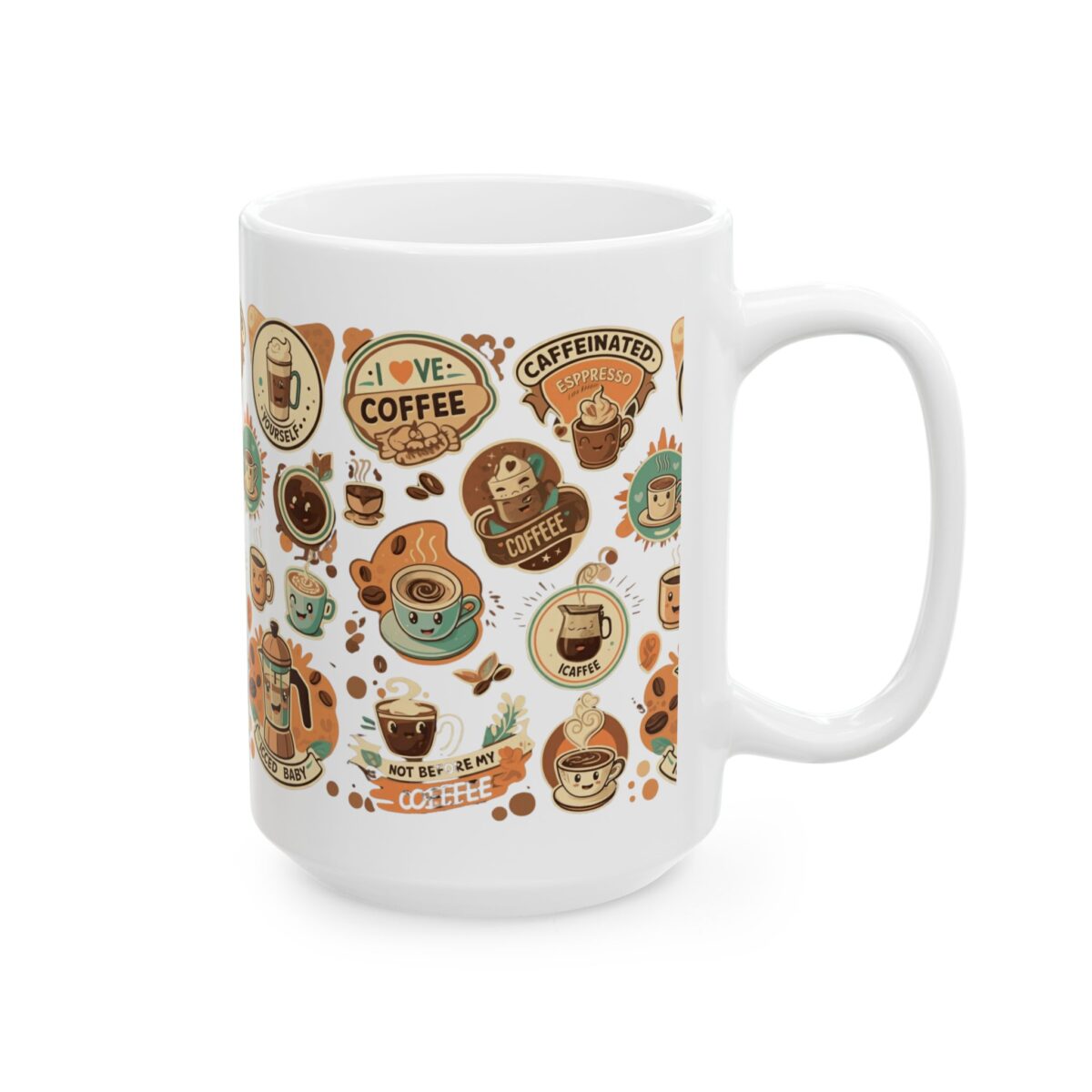 Coffee Stickers Ceramic Mug, (11oz, 15oz) - Image 8