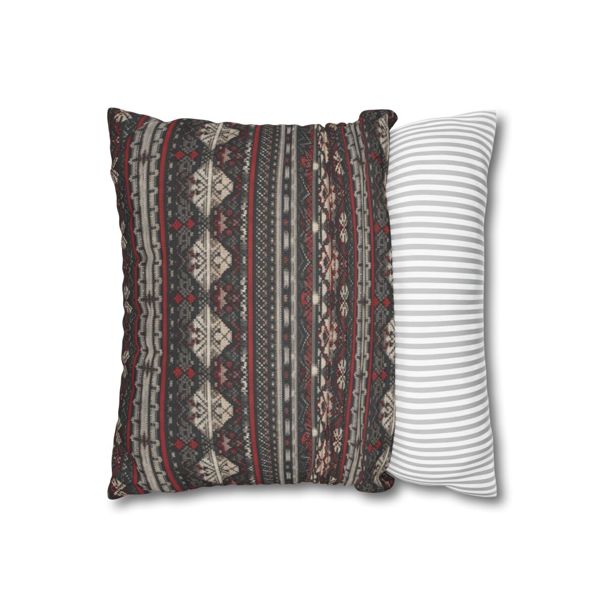Nordic Knit Pattern Faux Suede Square Pillowcase - Image 4