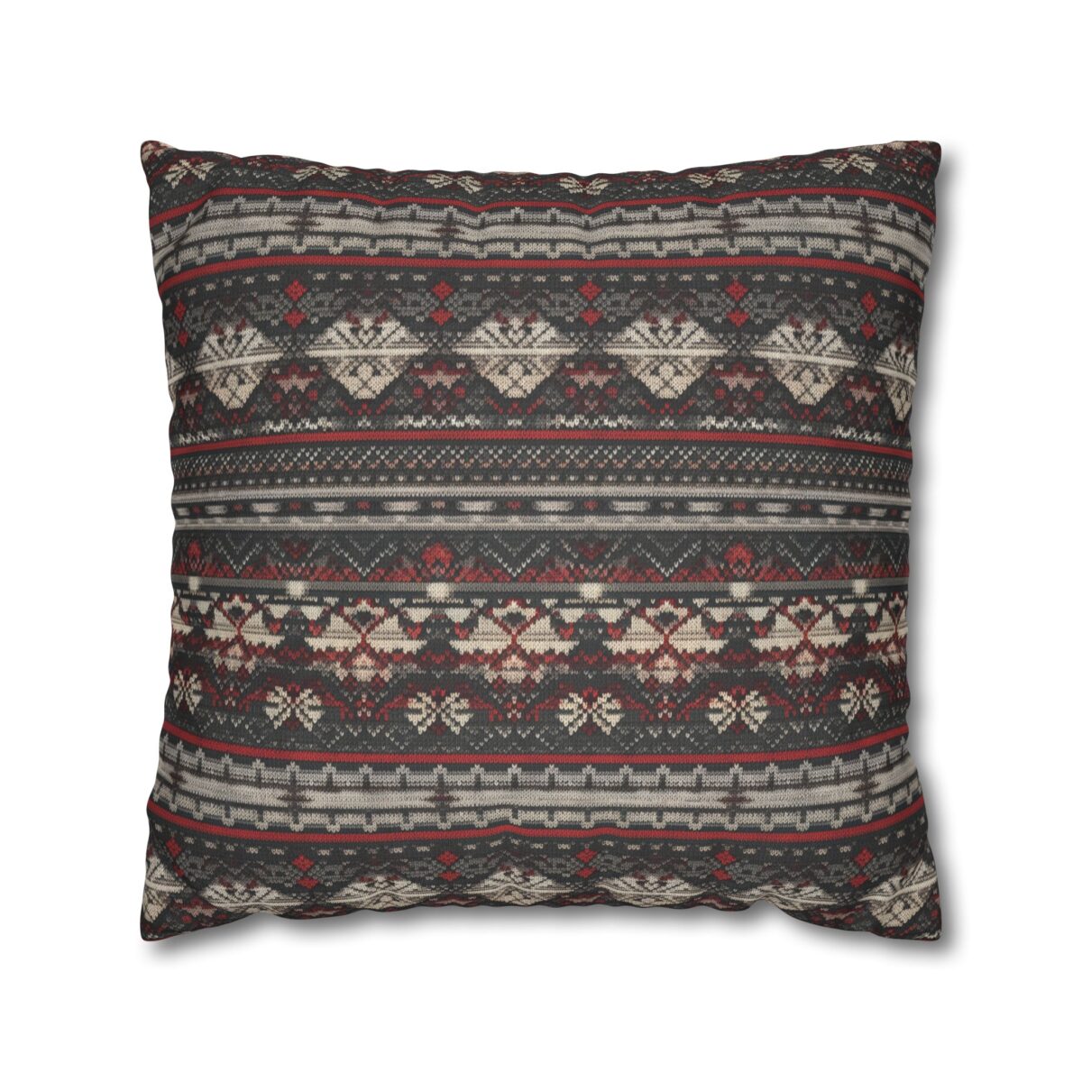Nordic Knit Pattern Faux Suede Square Pillowcase - Image 13