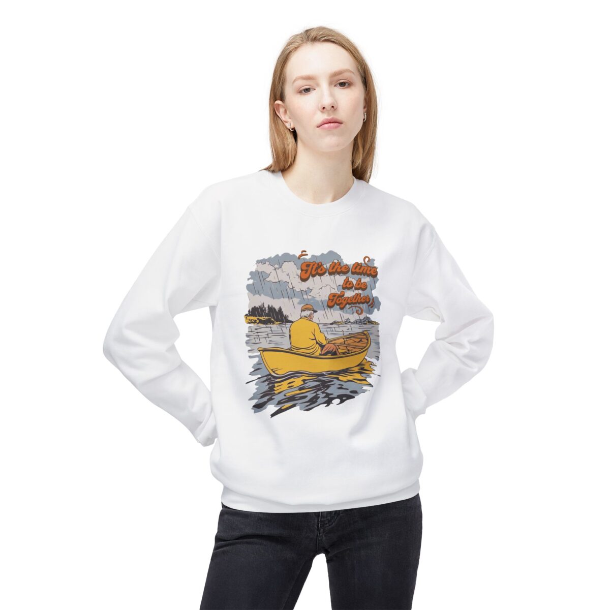 Time to be together Unisex Midweight Softstyle Fleece Crewneck Sweatshirt - Image 3