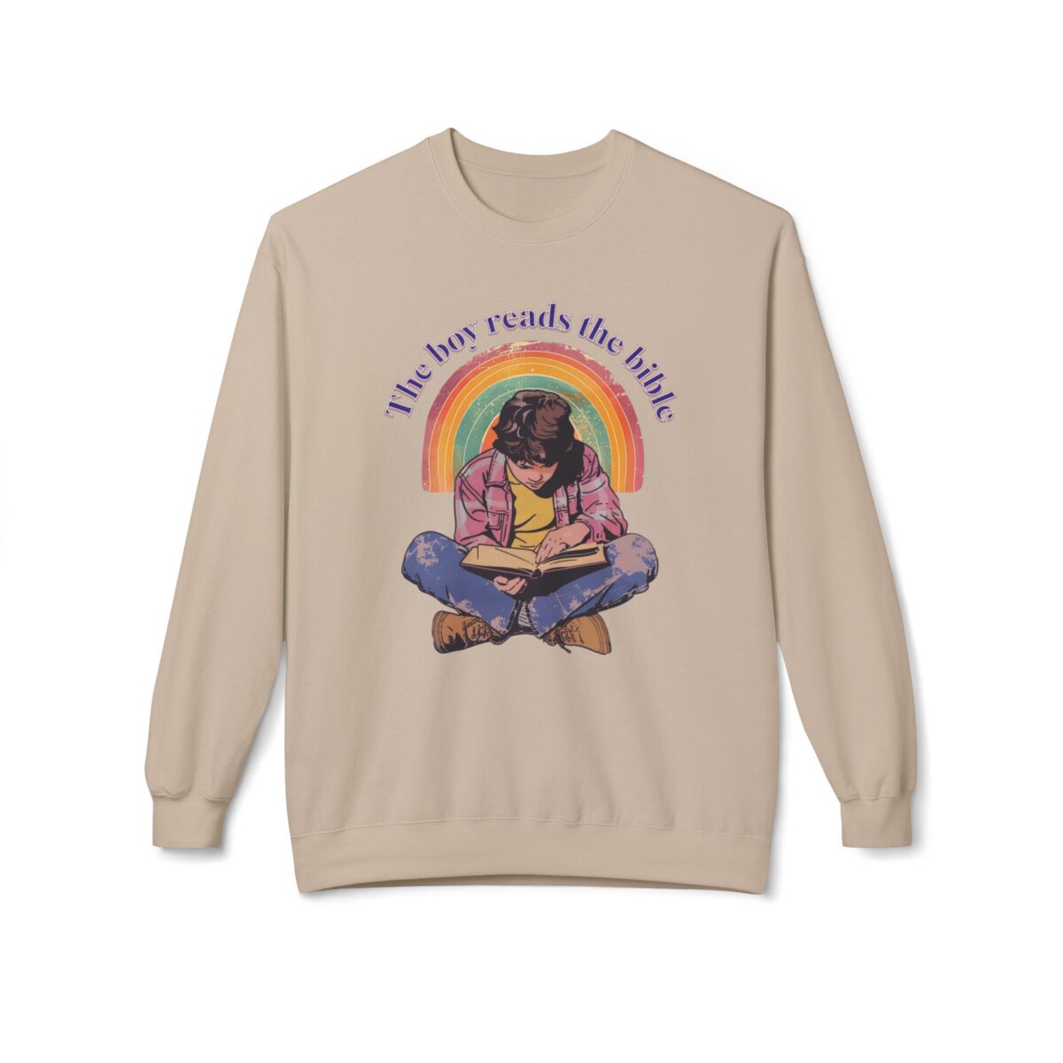 The boy reads the bible Unisex Midweight Softstyle Fleece Crewneck Sweatshirt - Image 5