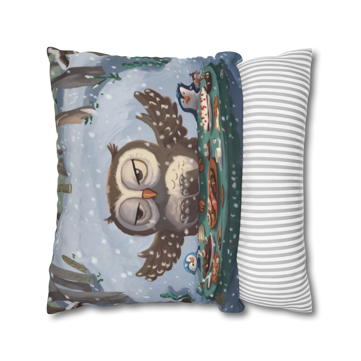 Winter Woodland Feast Spun Polyester Square Pillowcase - Image 14