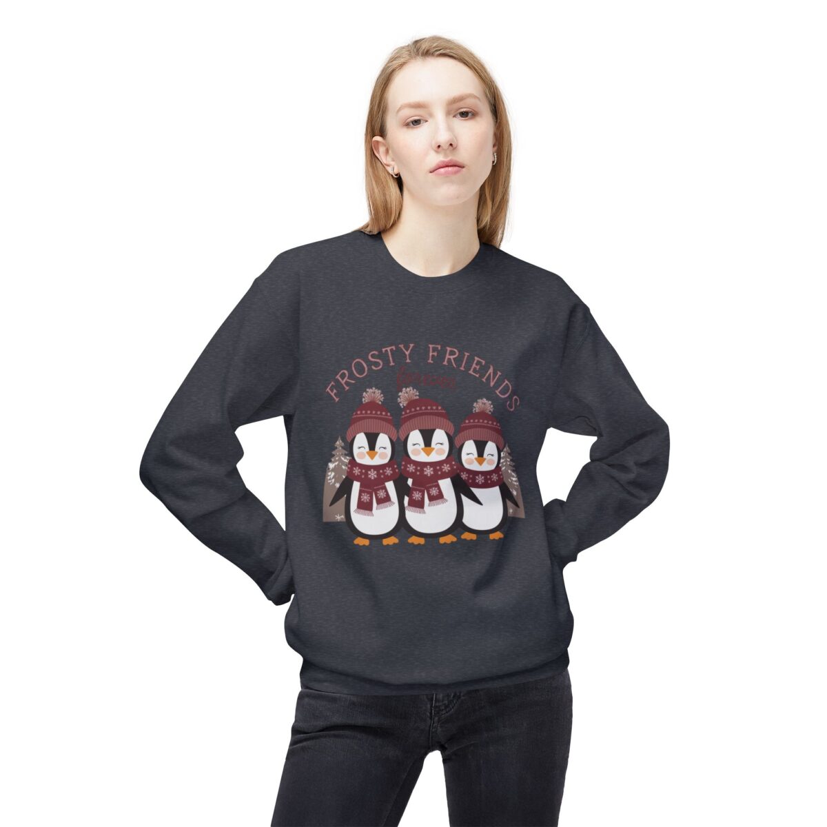 Frosty friends forever  Unisex Midweight Softstyle Fleece Crewneck Sweatshirt - Image 19