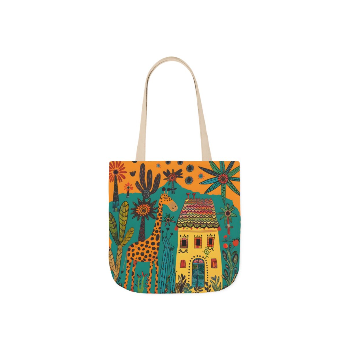The giraffe that lives in my house Canvas Tote Bag, 5-Color Straps - Image 3