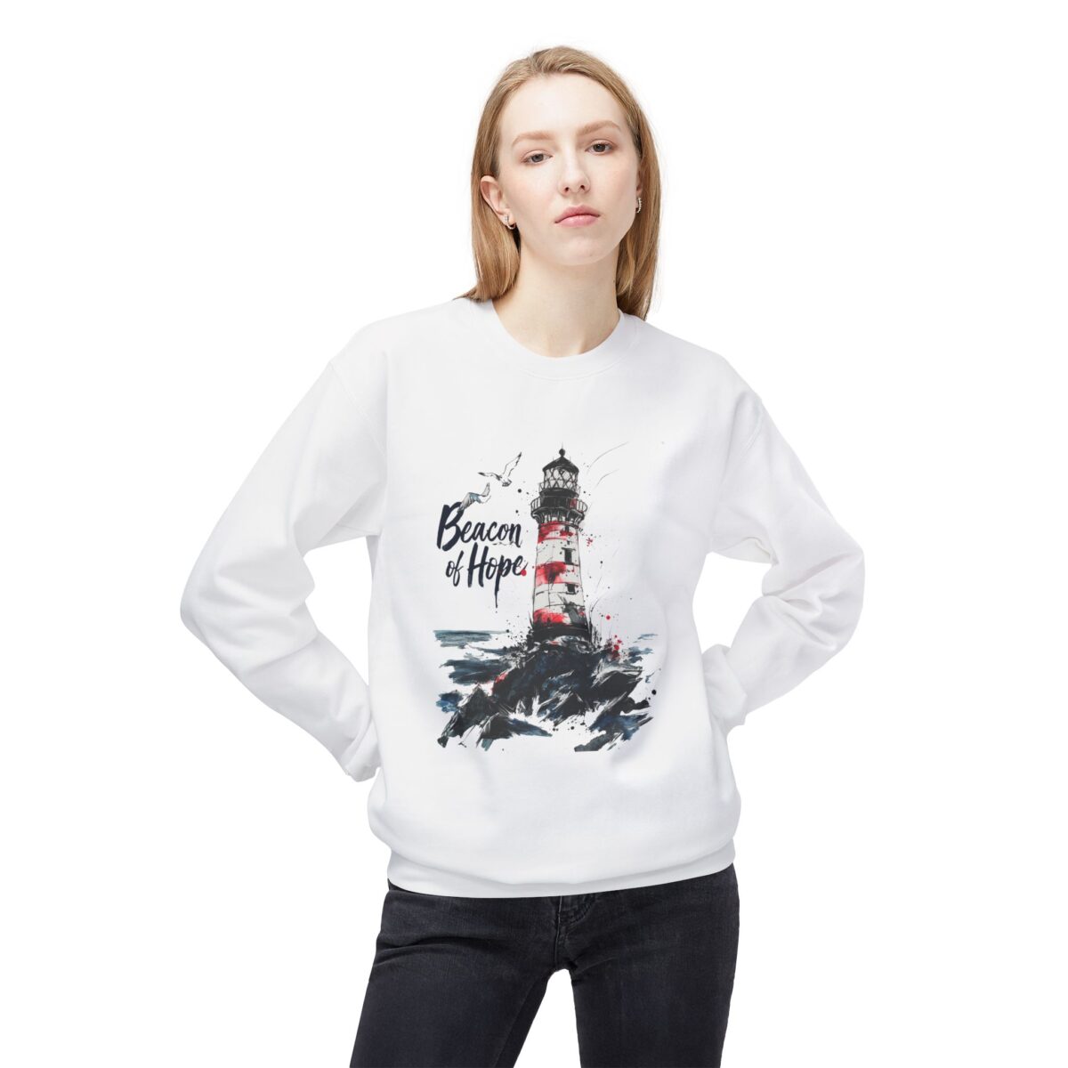 Beacon of Hope Unisex Midweight Softstyle Fleece Crewneck Sweatshirt - Image 3