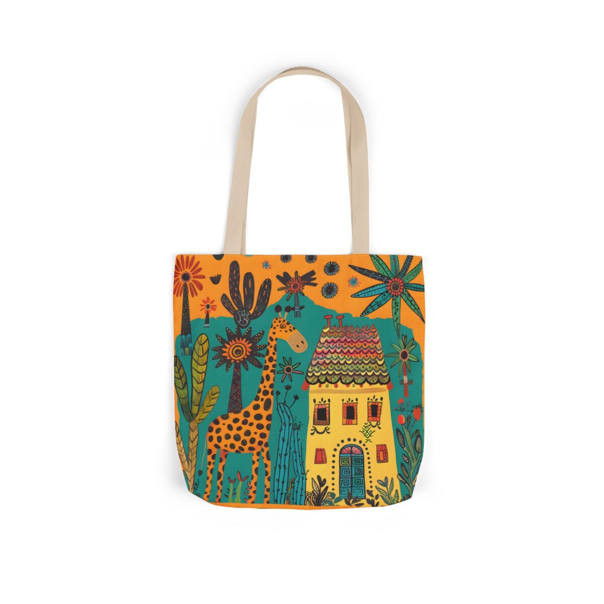 The giraffe that lives in my house Canvas Tote Bag, 5-Color Straps - Image 18