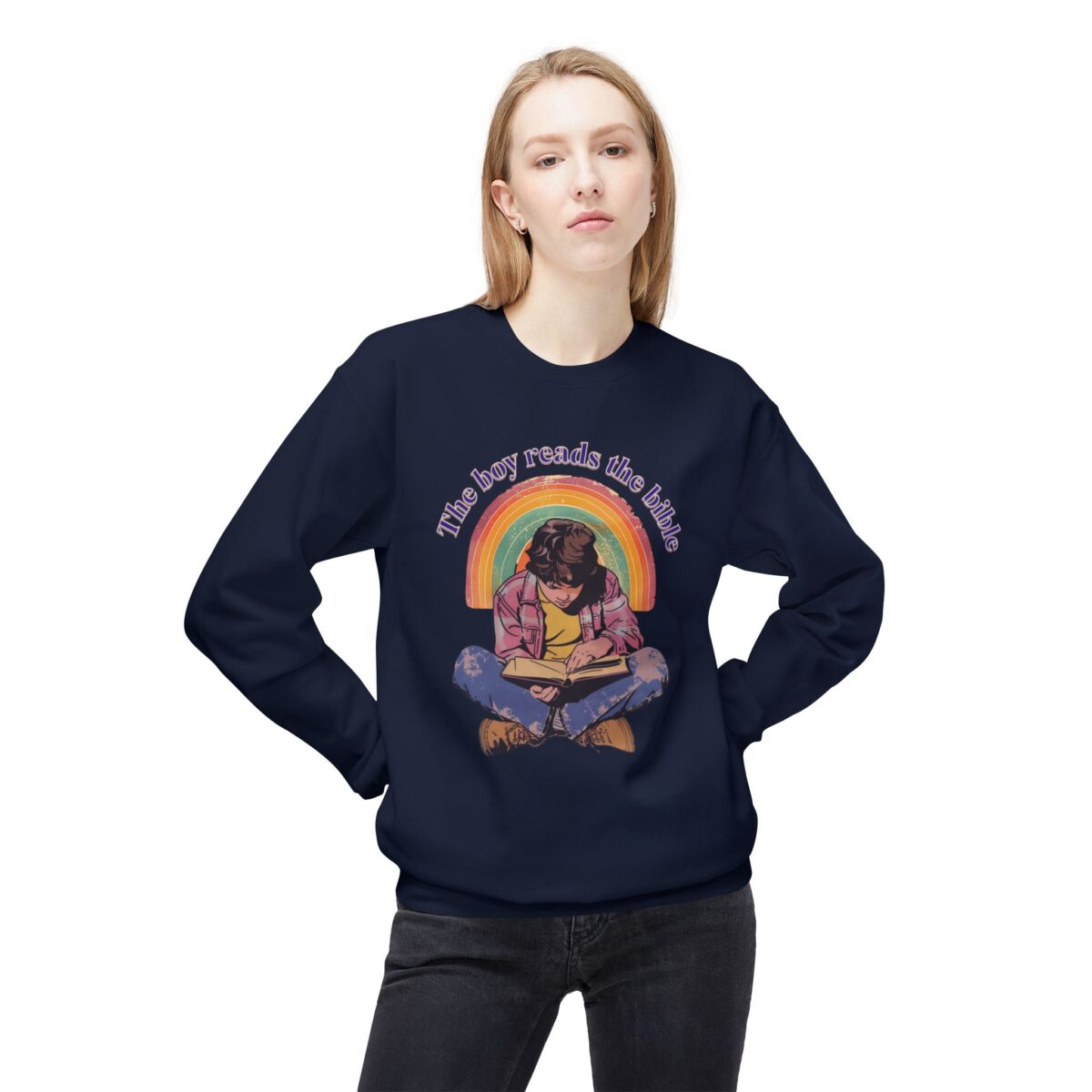 The boy reads the bible Unisex Midweight Softstyle Fleece Crewneck Sweatshirt - Image 35