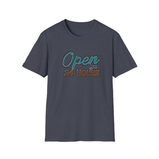 Open 24 Hours Unisex Softstyle T-Shirt - Casual Statement Tee - Image 13