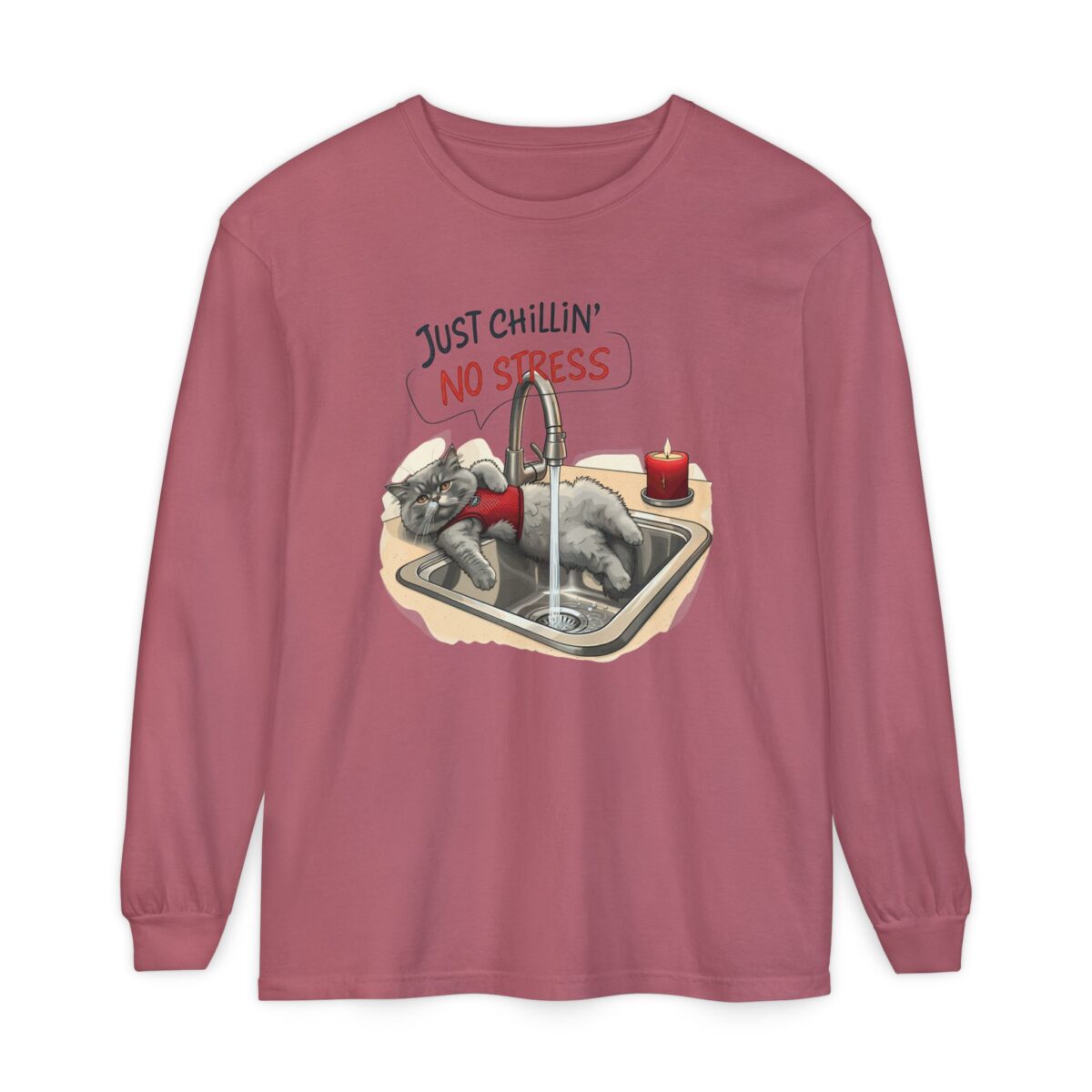 Just chillin' no stress Unisex Garment-dyed Long Sleeve T-Shirt - Image 45