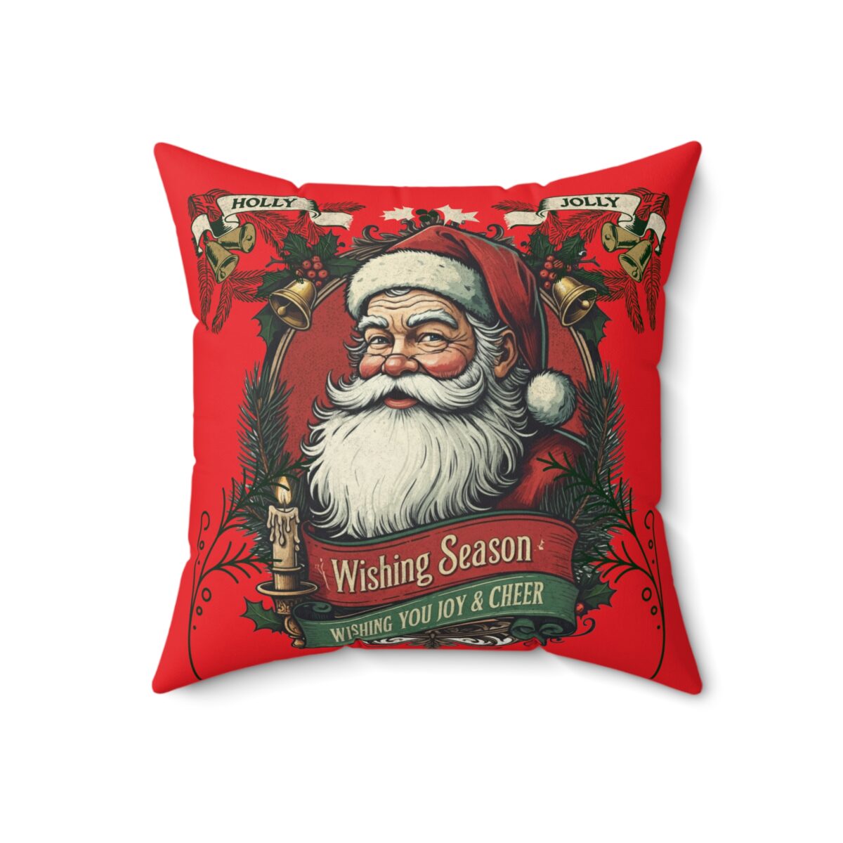 Holly Jolly Spun Polyester Square Pillow - Image 7