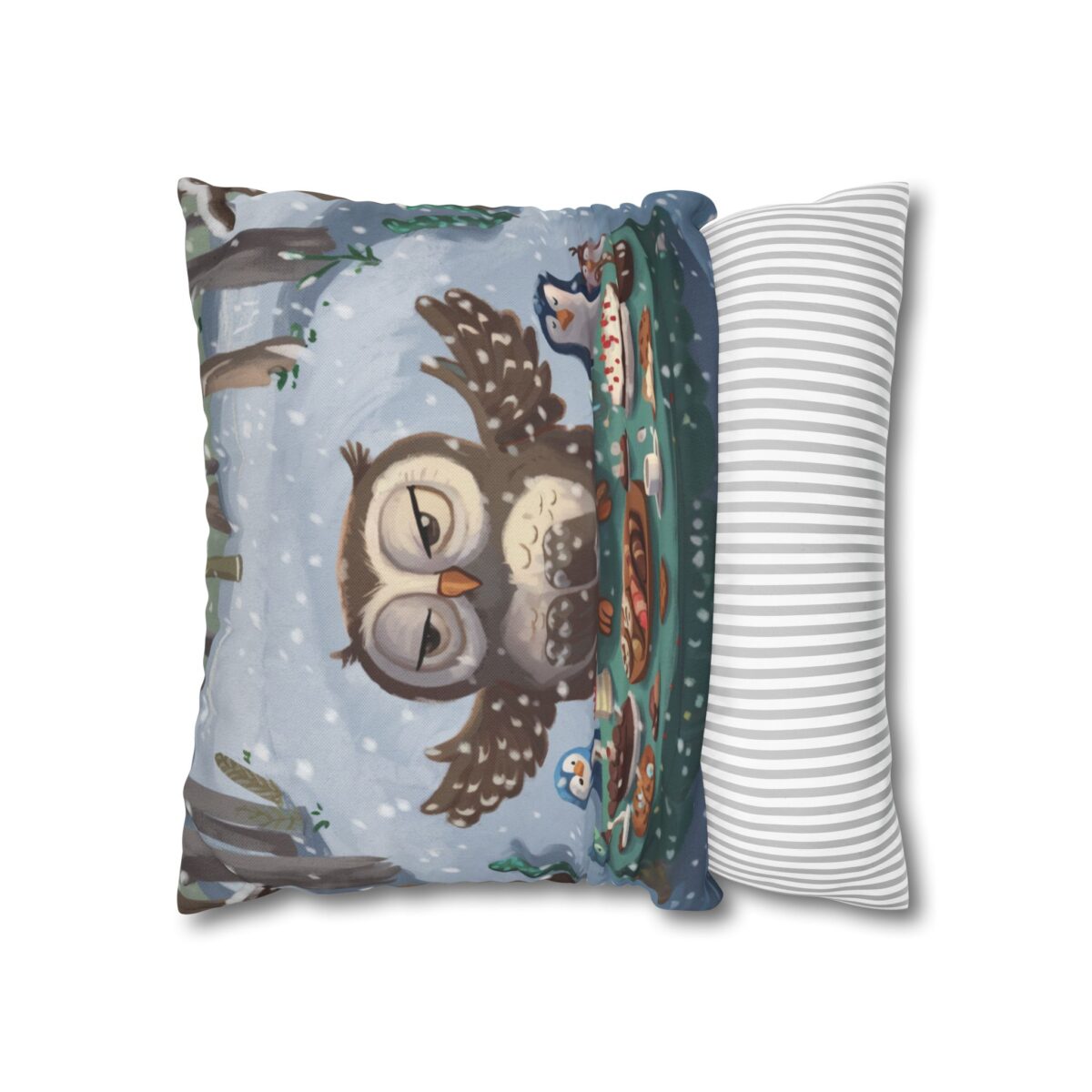Winter Woodland Feast Spun Polyester Square Pillowcase - Image 6