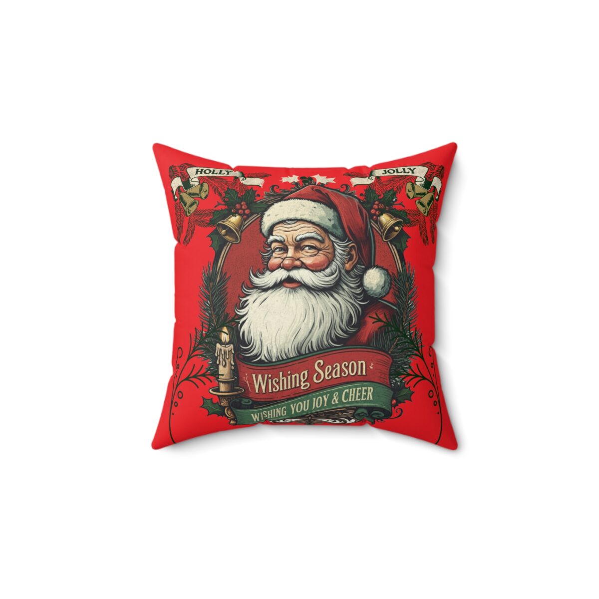 Holly Jolly Spun Polyester Square Pillow - Image 2