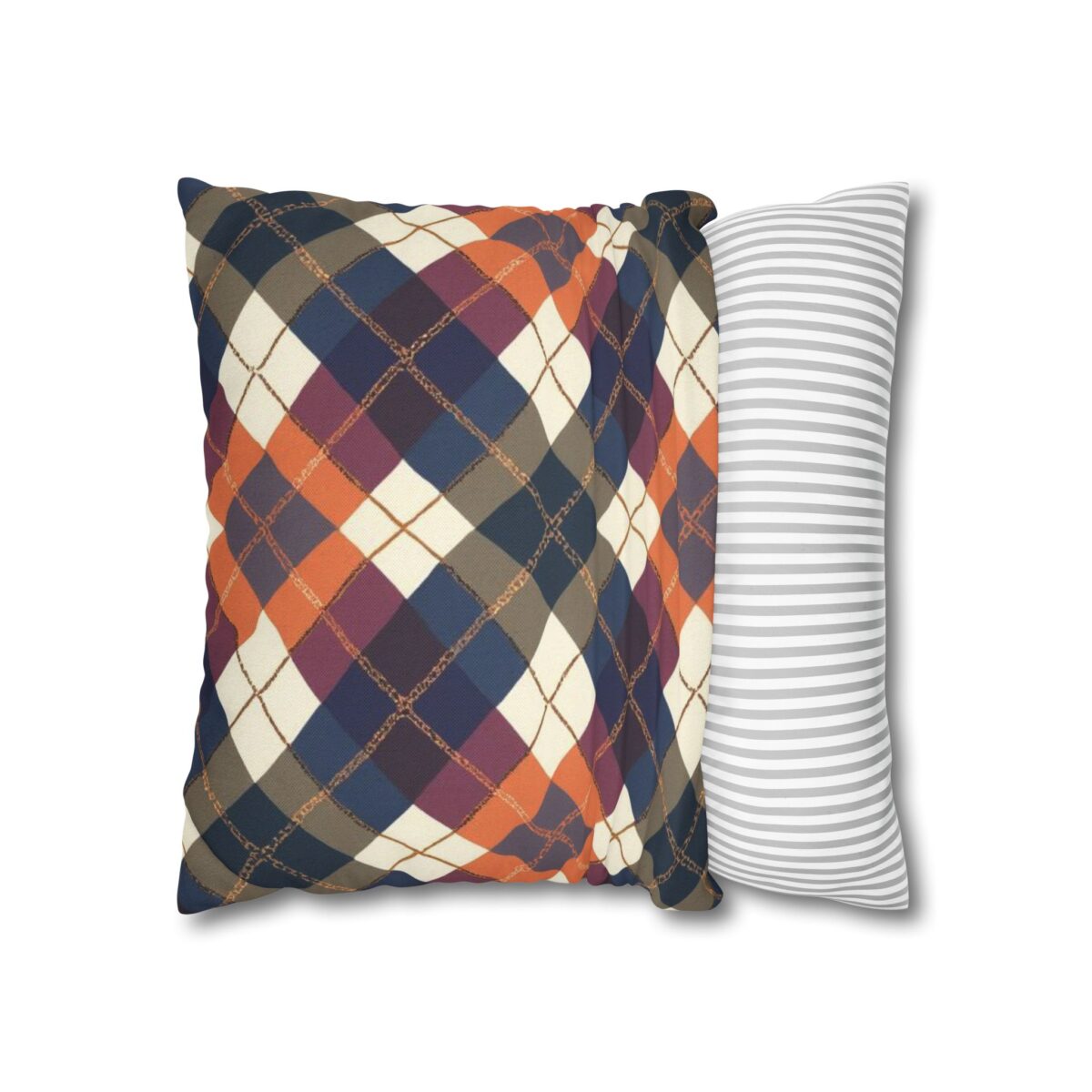 Warm Harvest Argyle Spun Polyester Square Pillowcase - Image 6