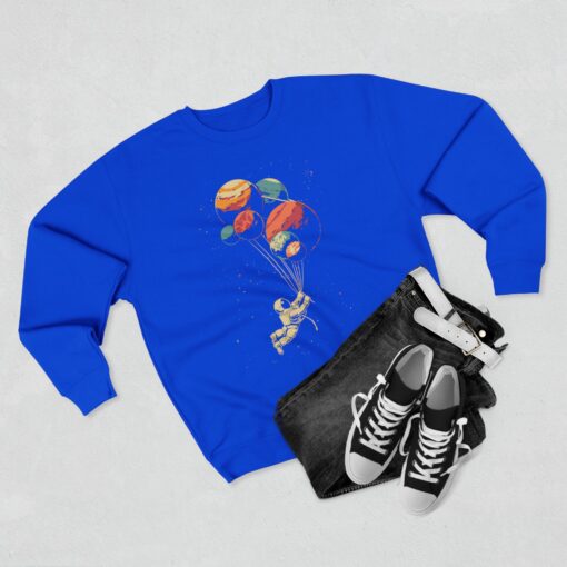 Astronaut and balloon at a Time Unisex Crewneck Sweatshirt - Image 11