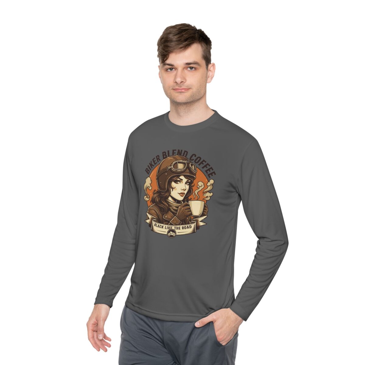 Bike blend coffee Unisex Lightweight Long Sleeve Tee - Image 11