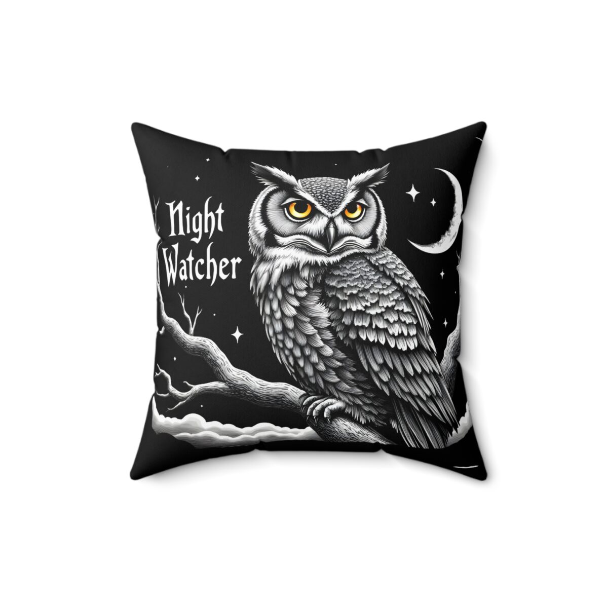 Night watcher Spun Polyester Square Pillow - Image 4