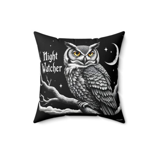 Night watcher Spun Polyester Square Pillow - Image 4