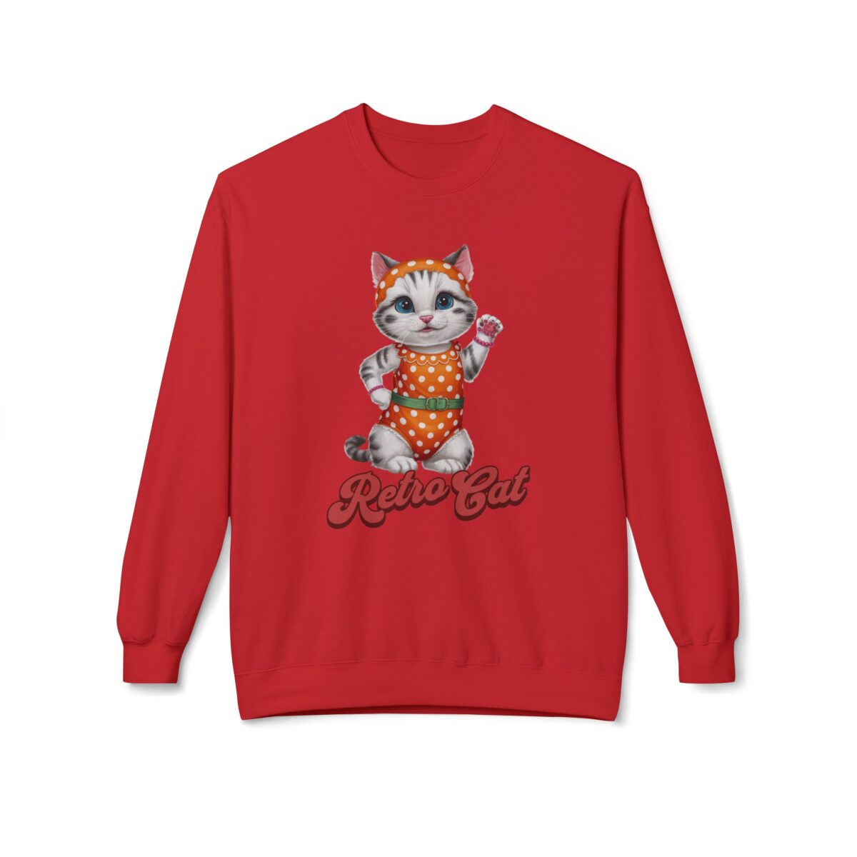 Retro Cat Unisex Midweight Softstyle Fleece Crewneck Sweatshirt - Image 37