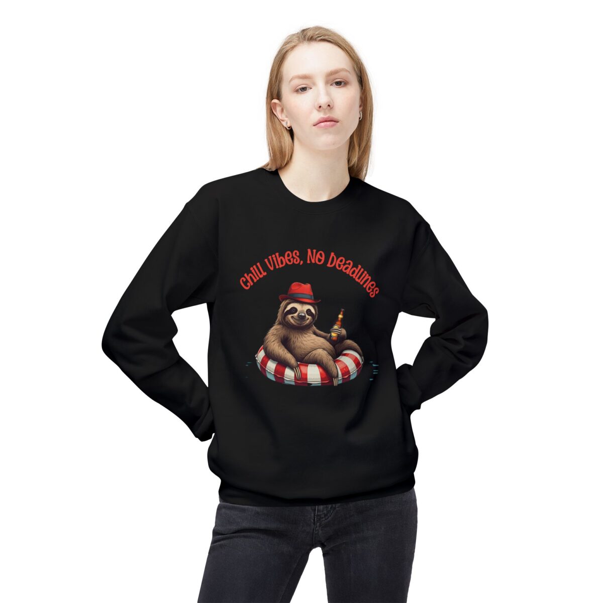 Chill vibes no deadline Unisex Midweight Softstyle Fleece Crewneck Sweatshirt - Image 7